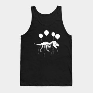 Fossil dinosaur fly with and balloons, fossil white silhouette Tank Top